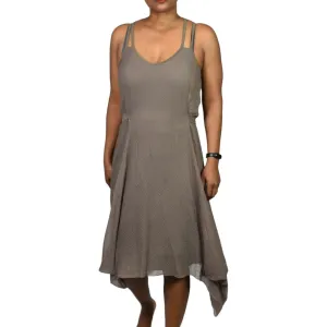 Entrata Asymmetric Dress Brown Taupe Handkerchief Hem Tank Lagenlook Airy Size Medium