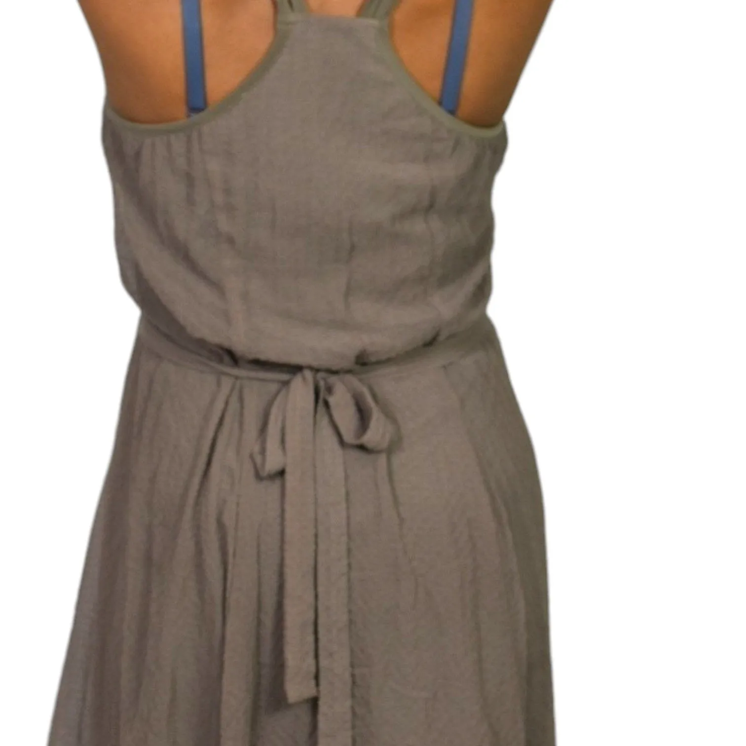 Entrata Asymmetric Dress Brown Taupe Handkerchief Hem Tank Lagenlook Airy Size Medium