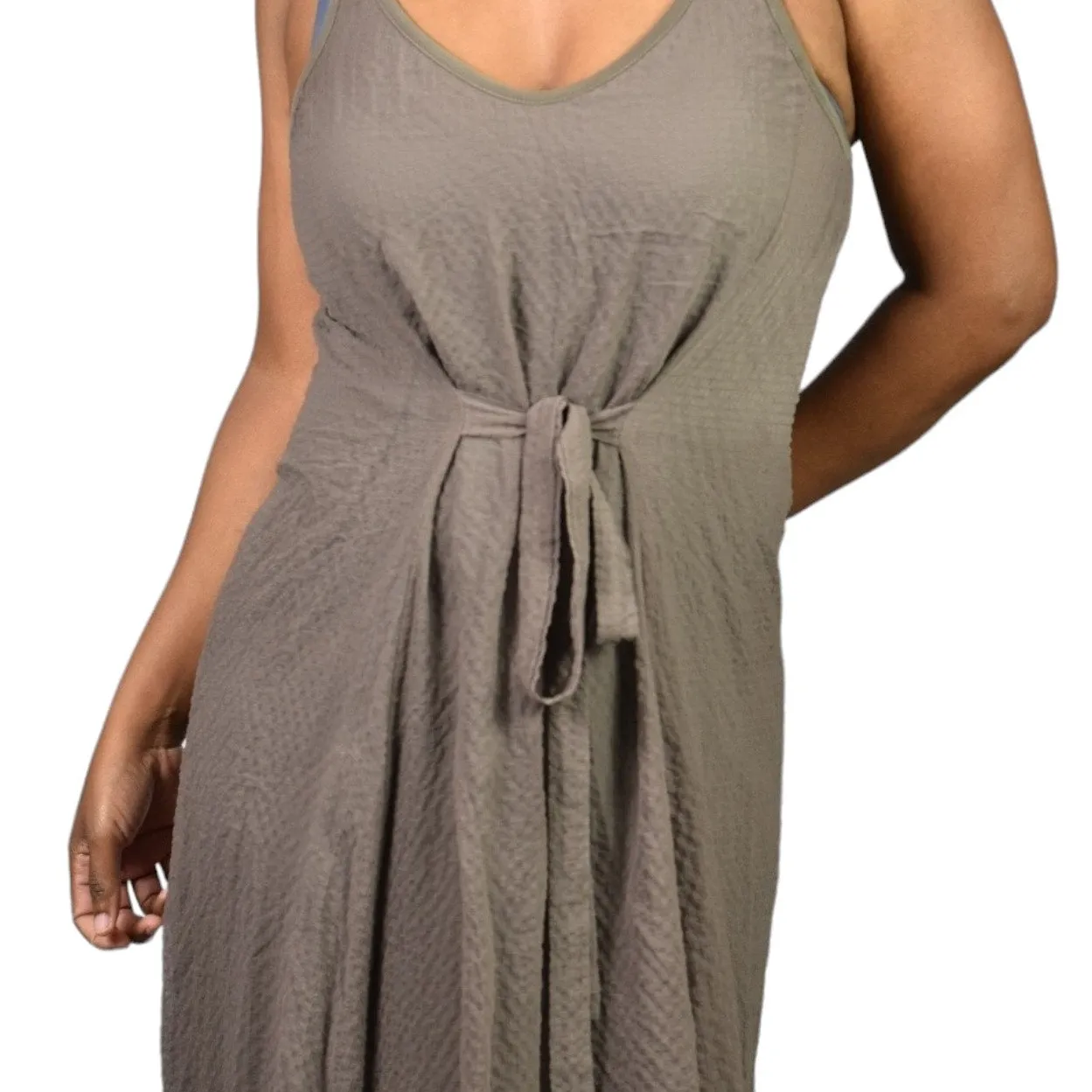 Entrata Asymmetric Dress Brown Taupe Handkerchief Hem Tank Lagenlook Airy Size Medium