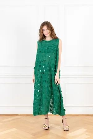 Forest Green Bangle Net Maxi A-Line Dress