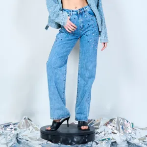 Glam crystal-studded jeans wholesale