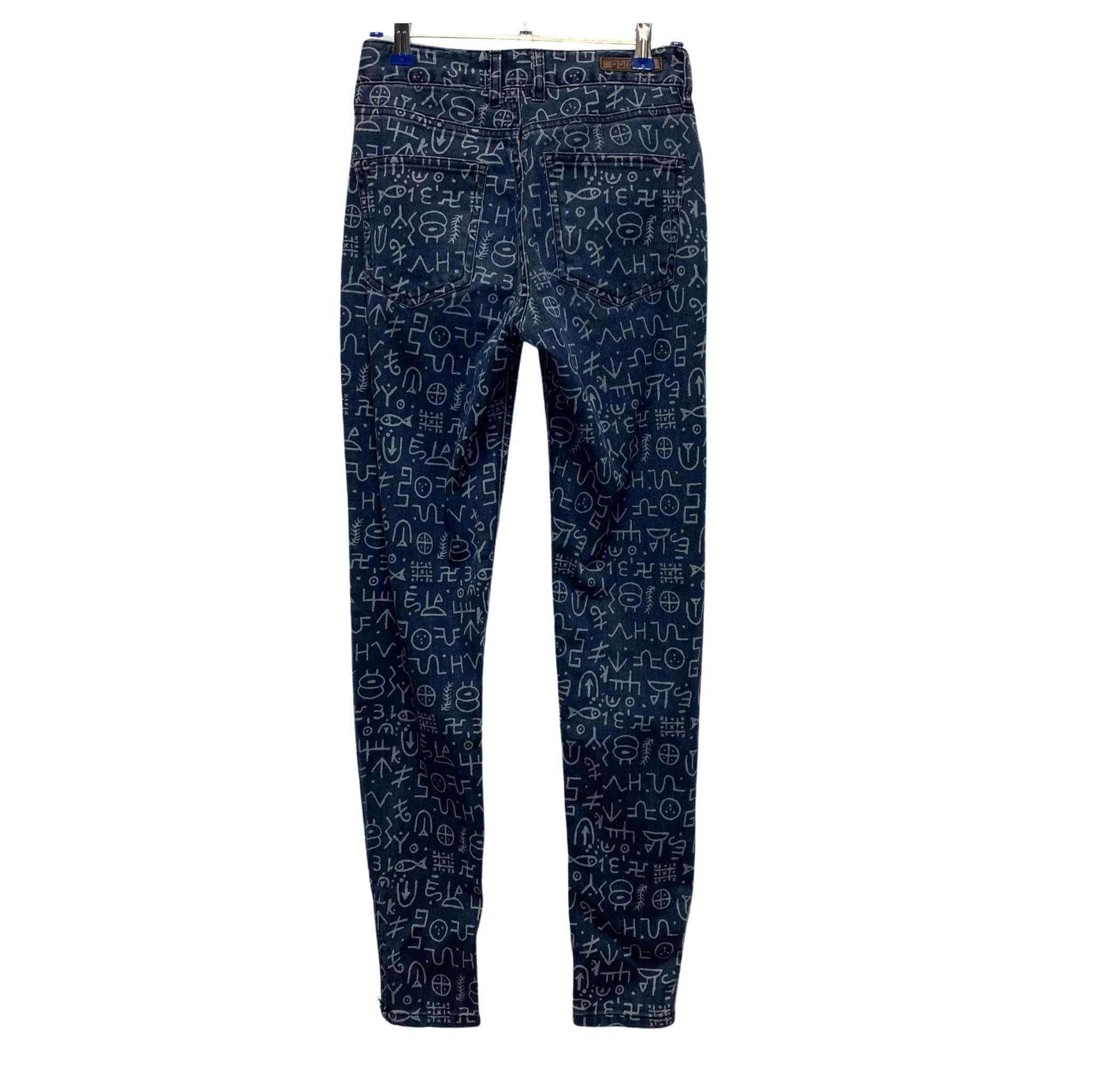Gorman River Nile Hieroglyphics Pattern High Wasited Denim Jeans