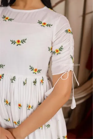 Hand Embroidery Summer White Dress
