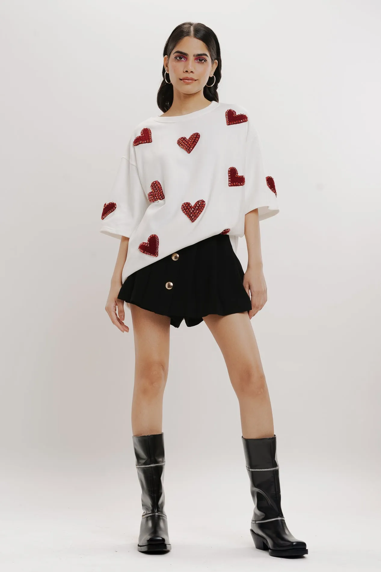 Heart Eyes For You White Oversized Tee