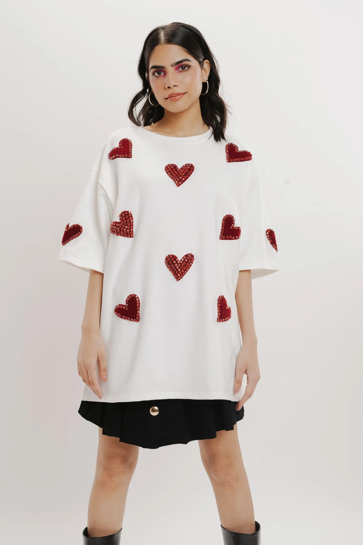 Heart Eyes For You White Oversized Tee