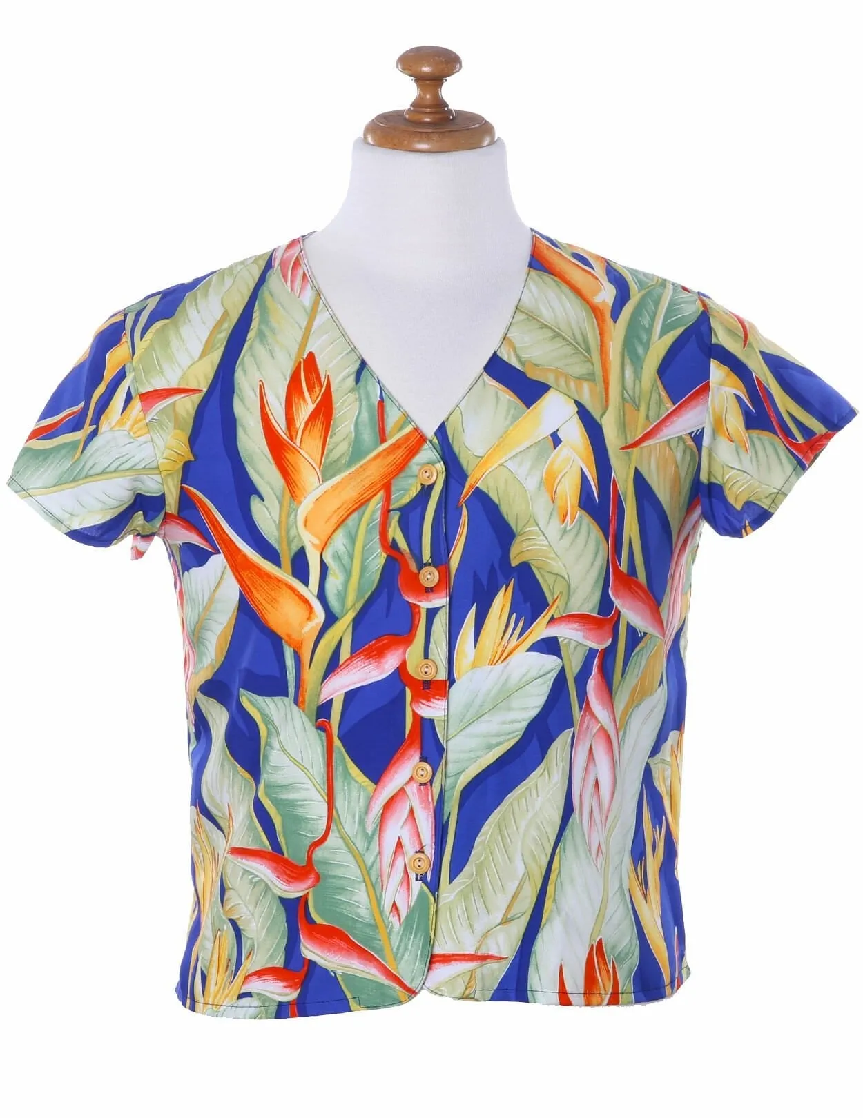 Heliconia Hawaiian V-Neck Blouse