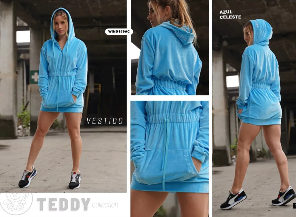 Hoodie Teddy Fur Mini Dress