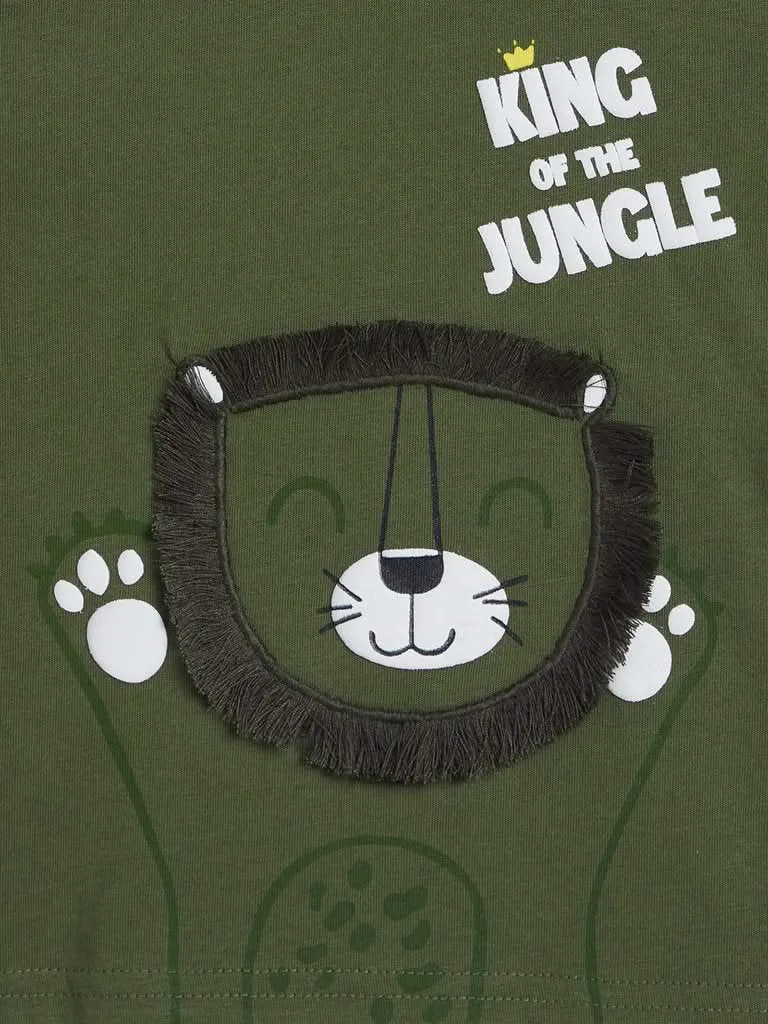 HOP Baby Olive Lion Design T-Shirt