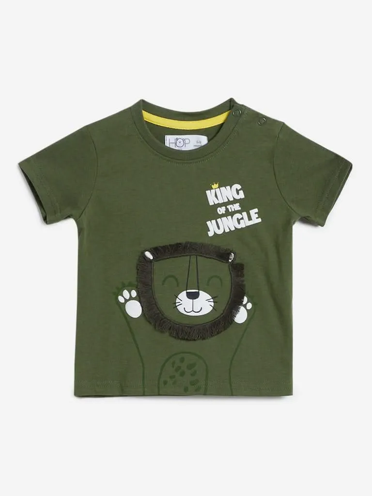 HOP Baby Olive Lion Design T-Shirt