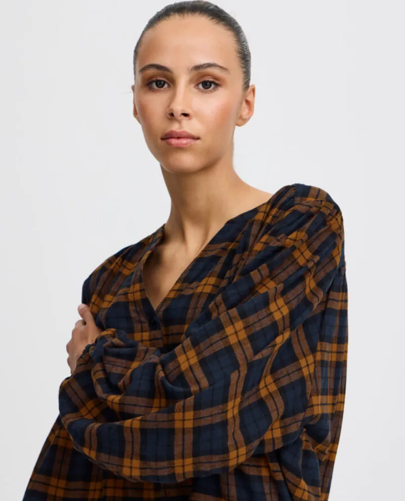 Ichi Tamanna Check Cotton Blouse