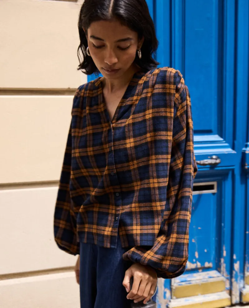 Ichi Tamanna Check Cotton Blouse