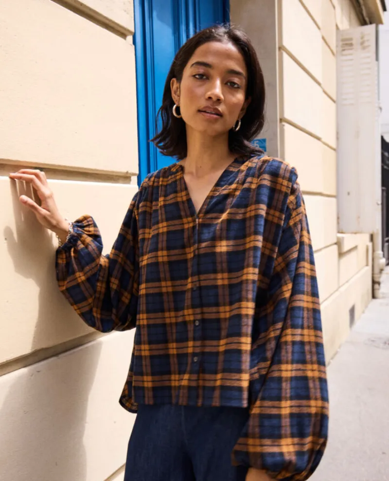 Ichi Tamanna Check Cotton Blouse