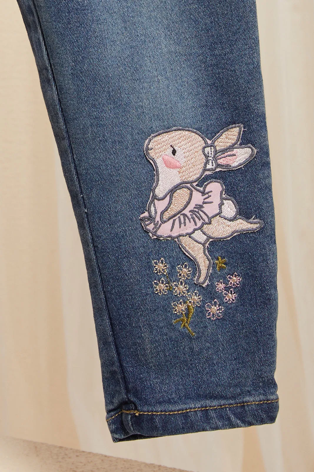 Infant Girls Blue Baggy Jeans With Embellishment