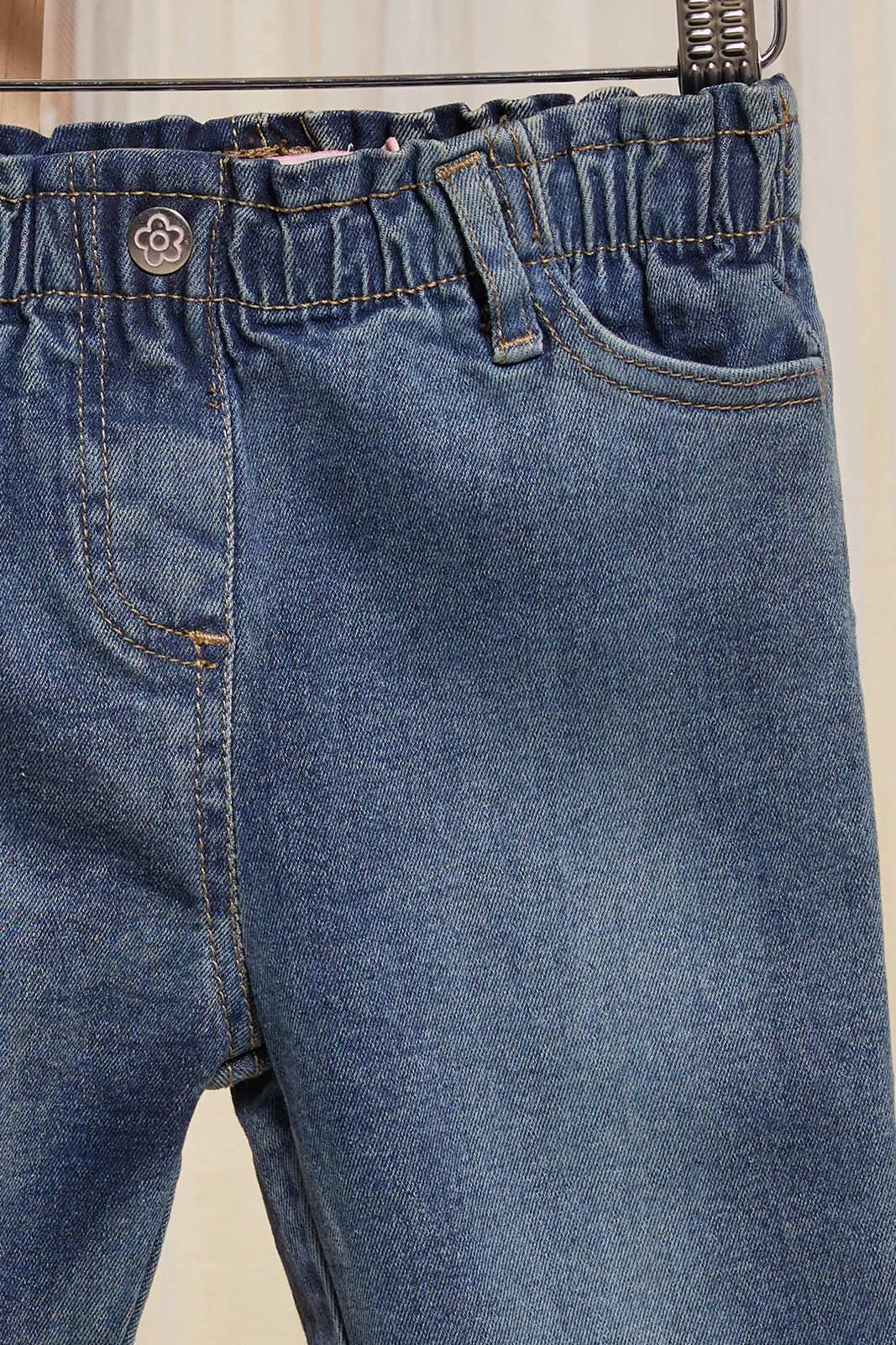 Infant Girls Blue Baggy Jeans With Embellishment