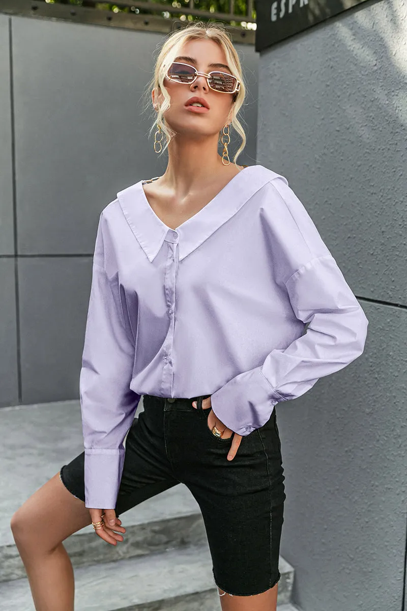 Jasmine V-neck Backless Button Down Collared Top
