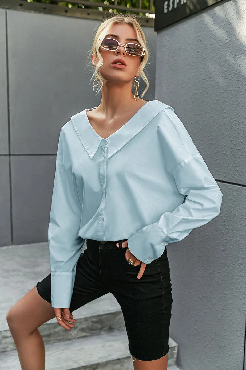 Jasmine V-neck Backless Button Down Collared Top