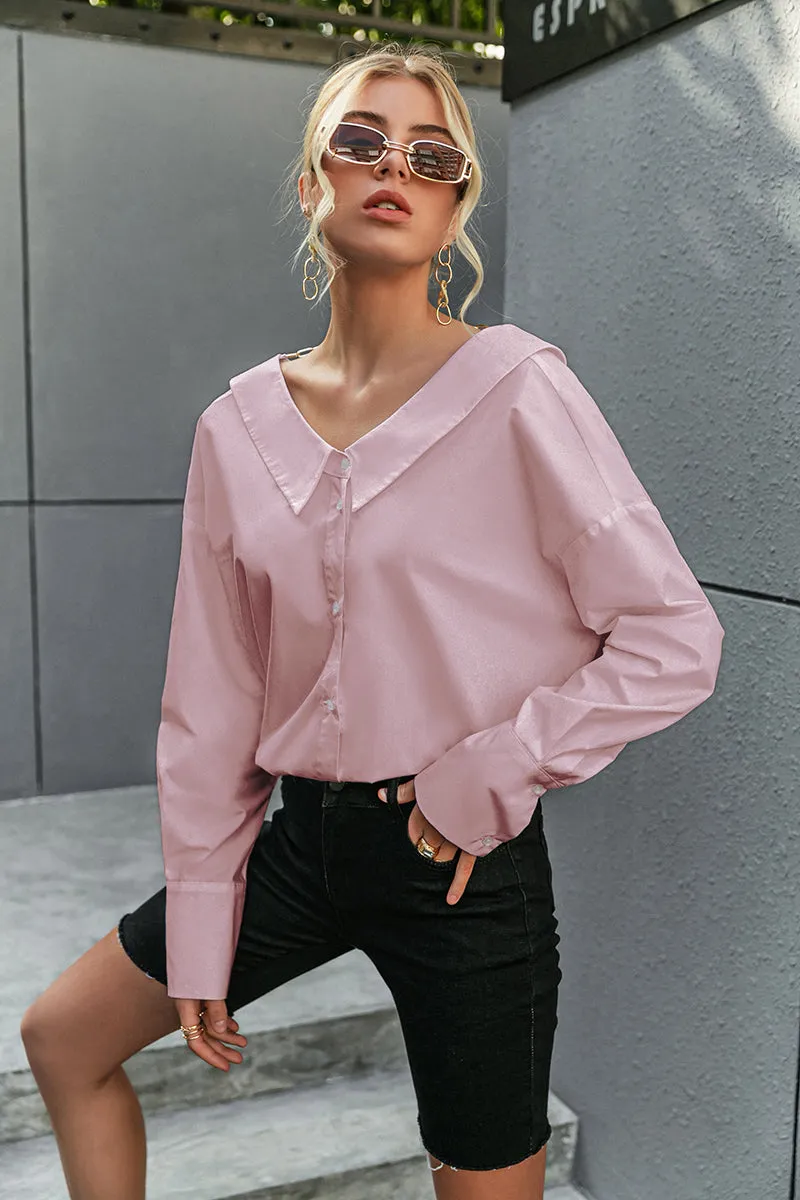 Jasmine V-neck Backless Button Down Collared Top