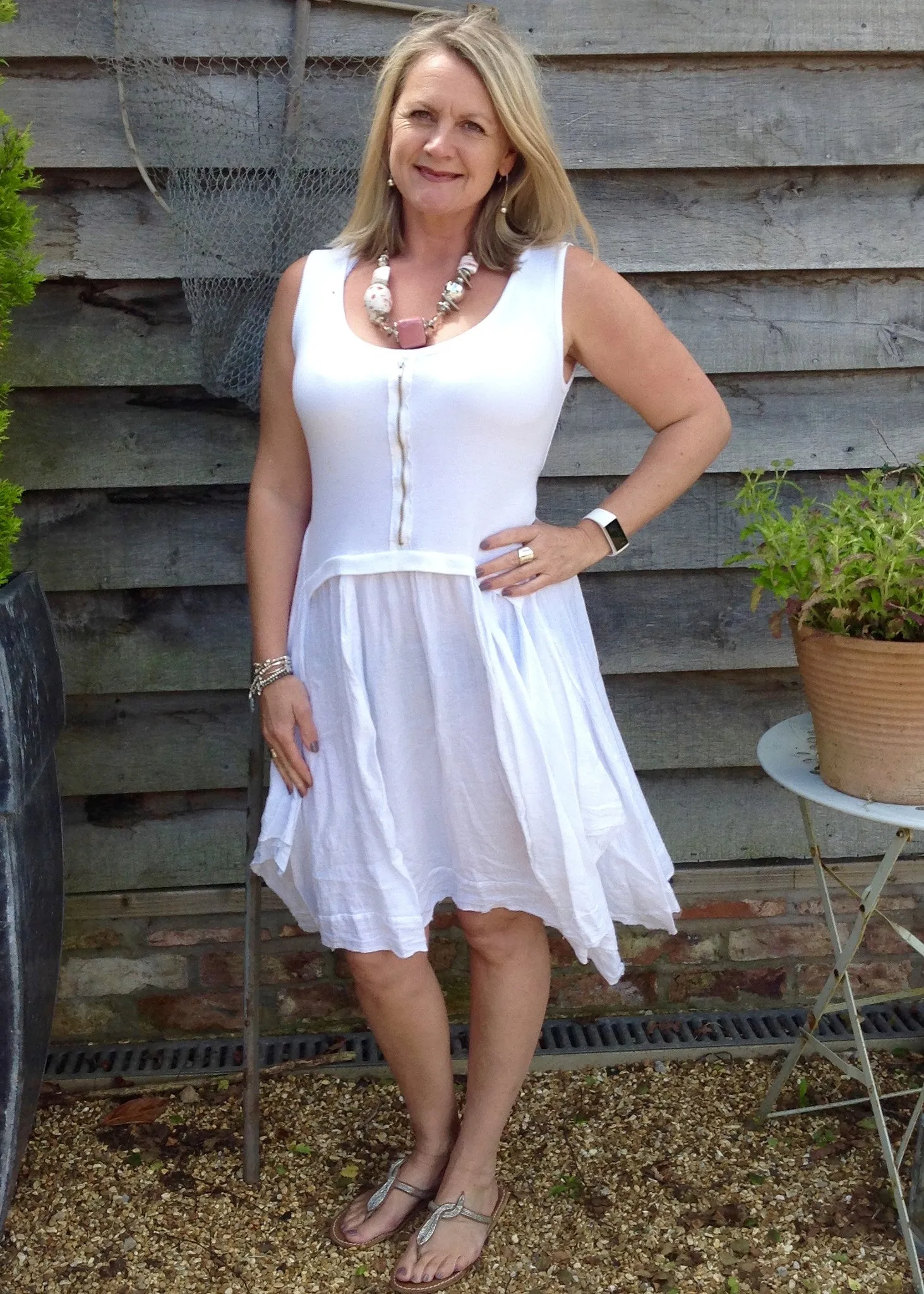 Jeroma Linen and Jersey Dress