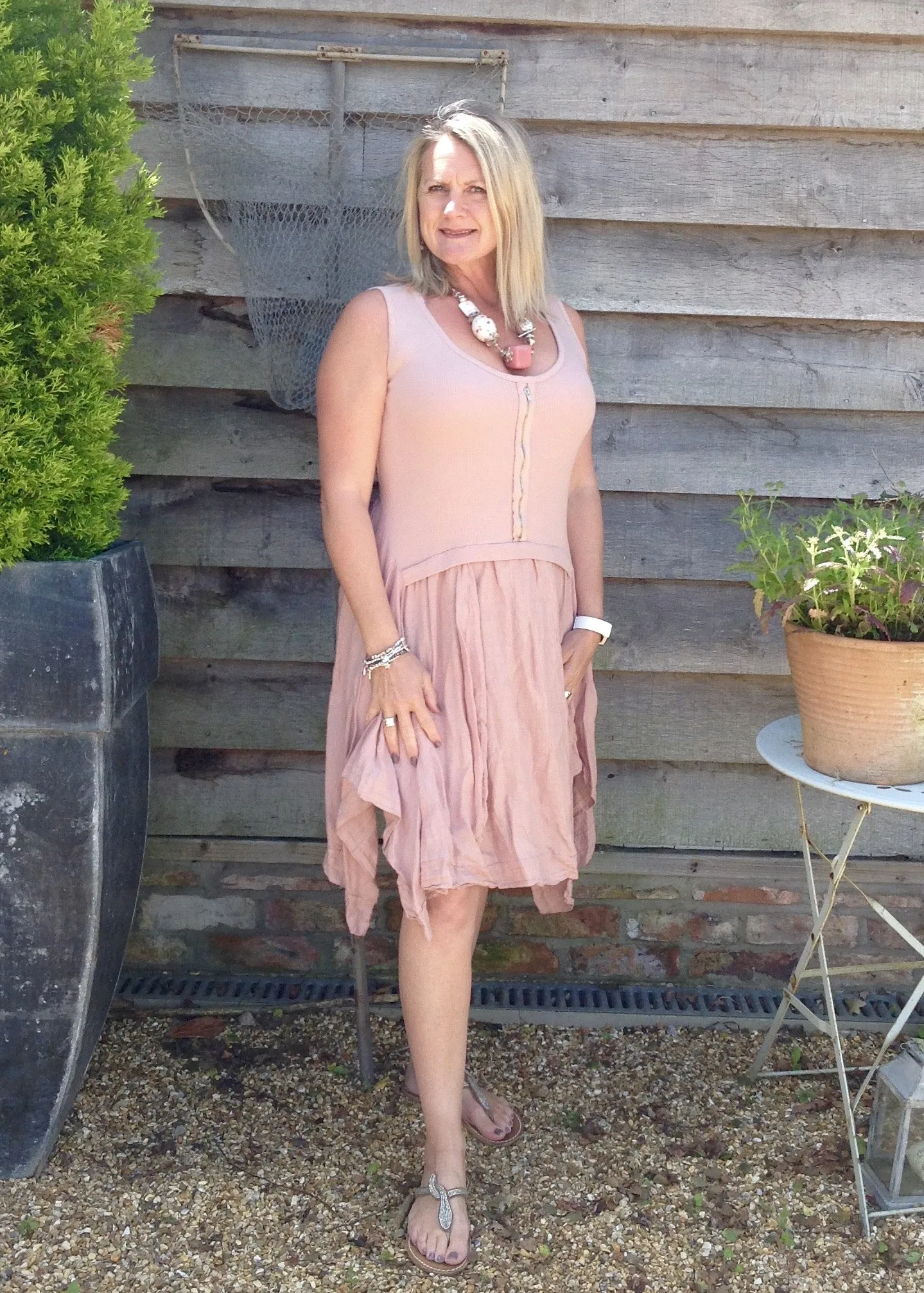 Jeroma Linen and Jersey Dress