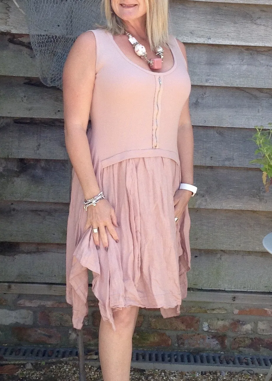 Jeroma Linen and Jersey Dress