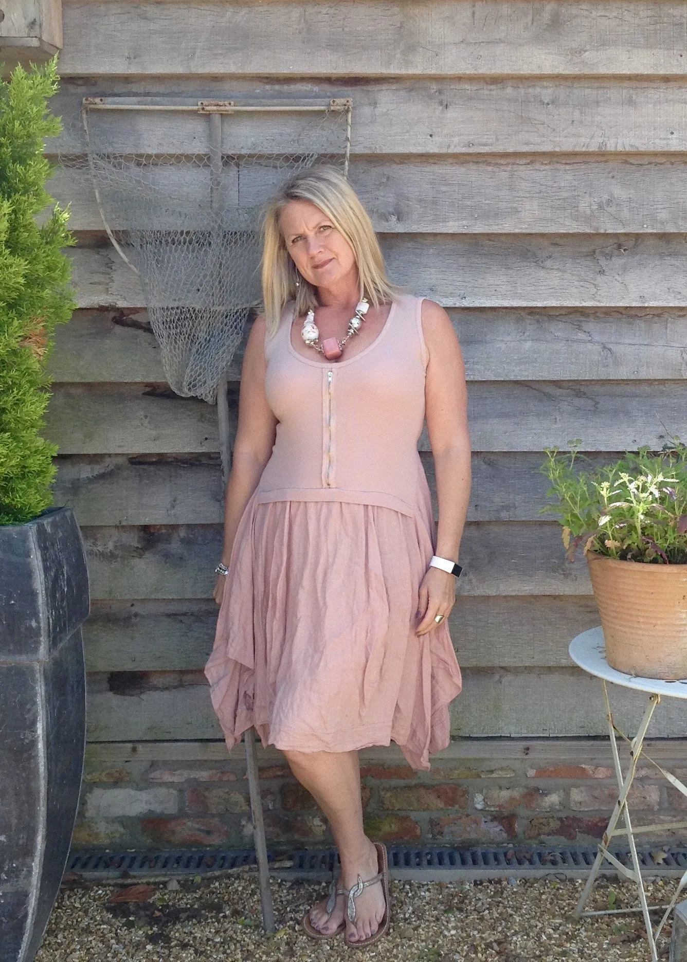 Jeroma Linen and Jersey Dress
