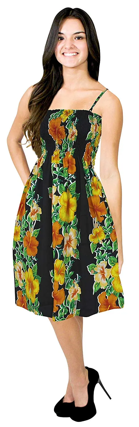 LA LEELA Soft  Printed  Knee  Slit Club Stretchy  Tube Dress Black 3272 One Size