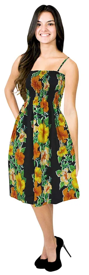 LA LEELA Soft  Printed  Knee  Slit Club Stretchy  Tube Dress Black 3272 One Size