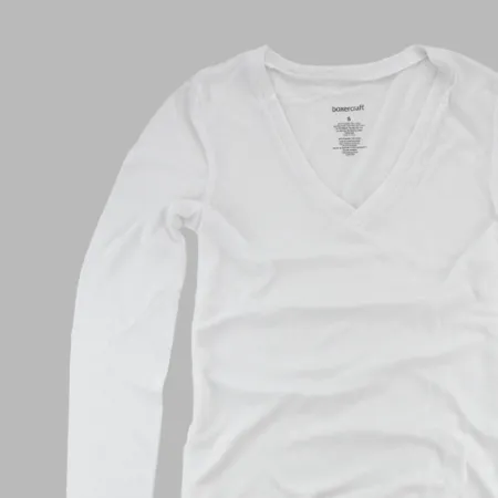 LADIES SNOW HEATHER V-TEE