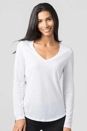 LADIES SNOW HEATHER V-TEE