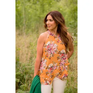 Layered Floral Halter Tank
