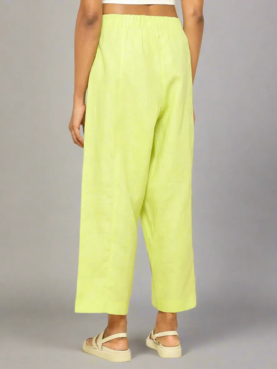 Linen Barrel Pants Lime