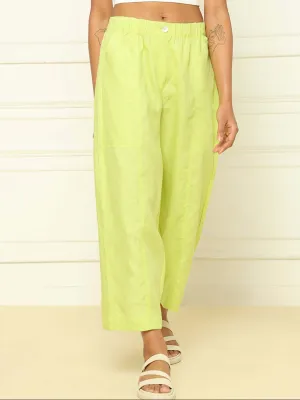Linen Barrel Pants Lime