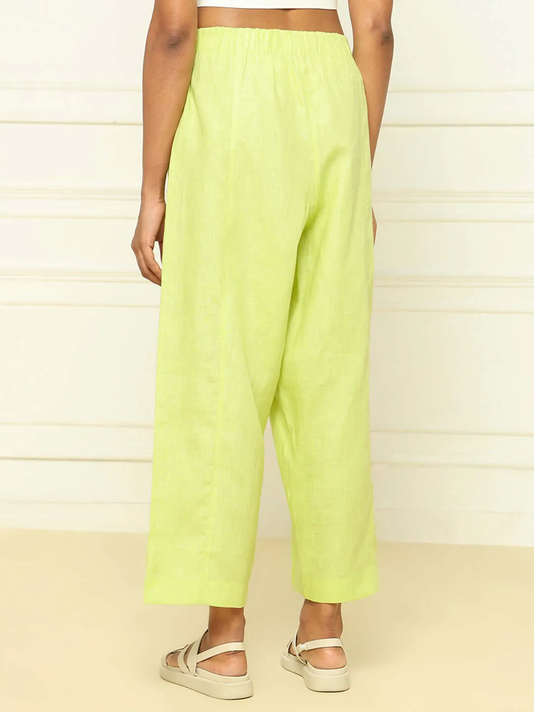 Linen Barrel Pants Lime