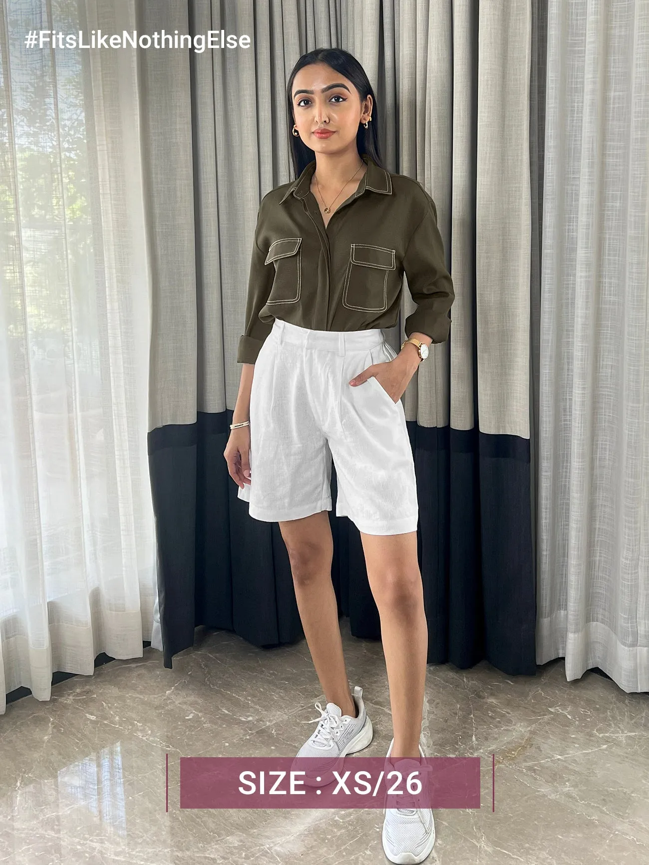Linen Pleated Shorts- White