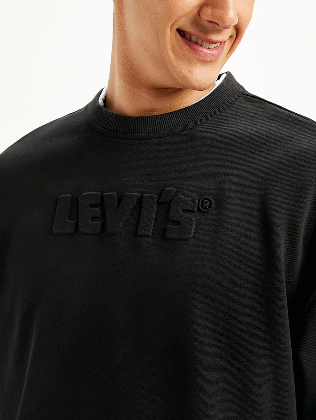 Men's Brand Logo Black Turtle Neck Sweatshirt