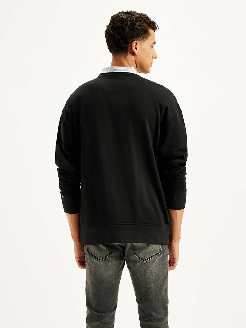 Men's Brand Logo Black Turtle Neck Sweatshirt
