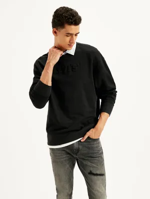 Men's Brand Logo Black Turtle Neck Sweatshirt