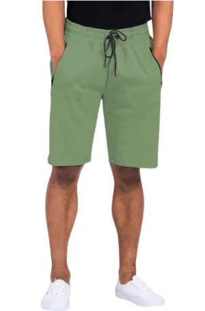 Mens Green Heathered Cotton Shorts
