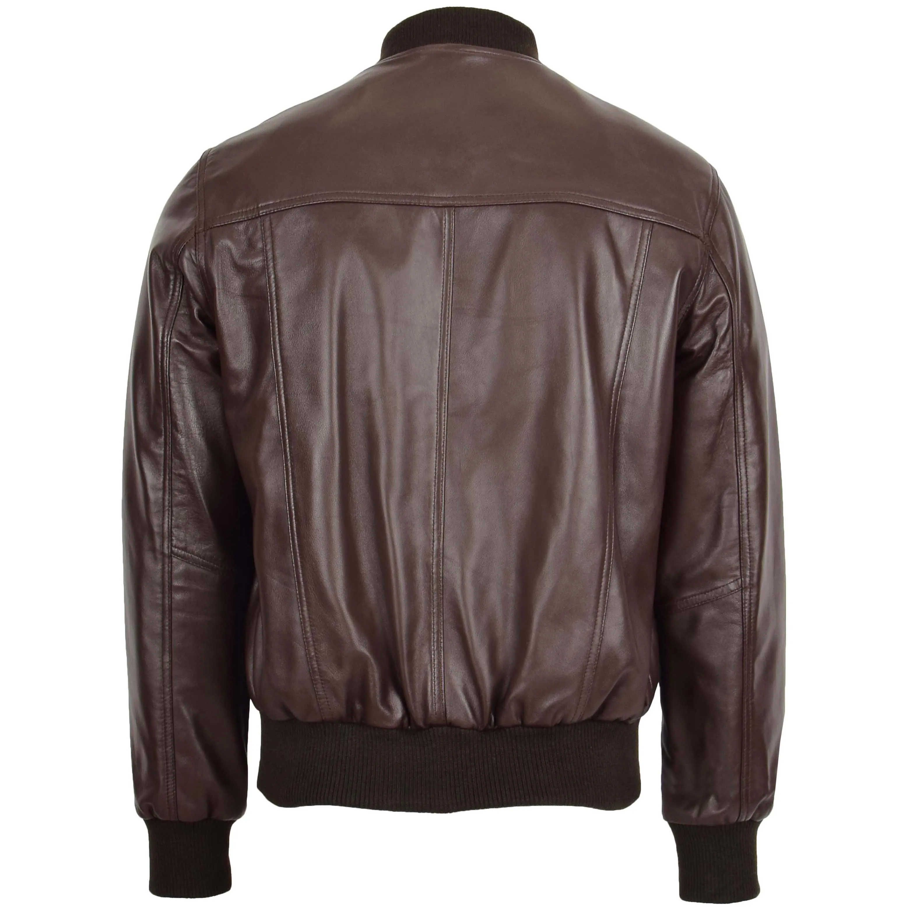 Mens Leather MA-1 Bomber Jacket Ryan Brown