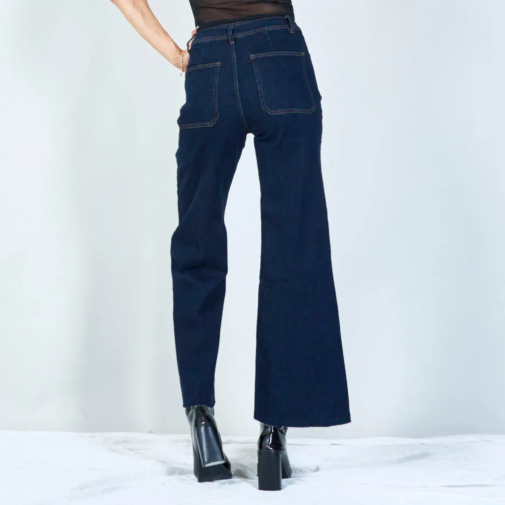Modern wide-leg jeans front pockets wholesale