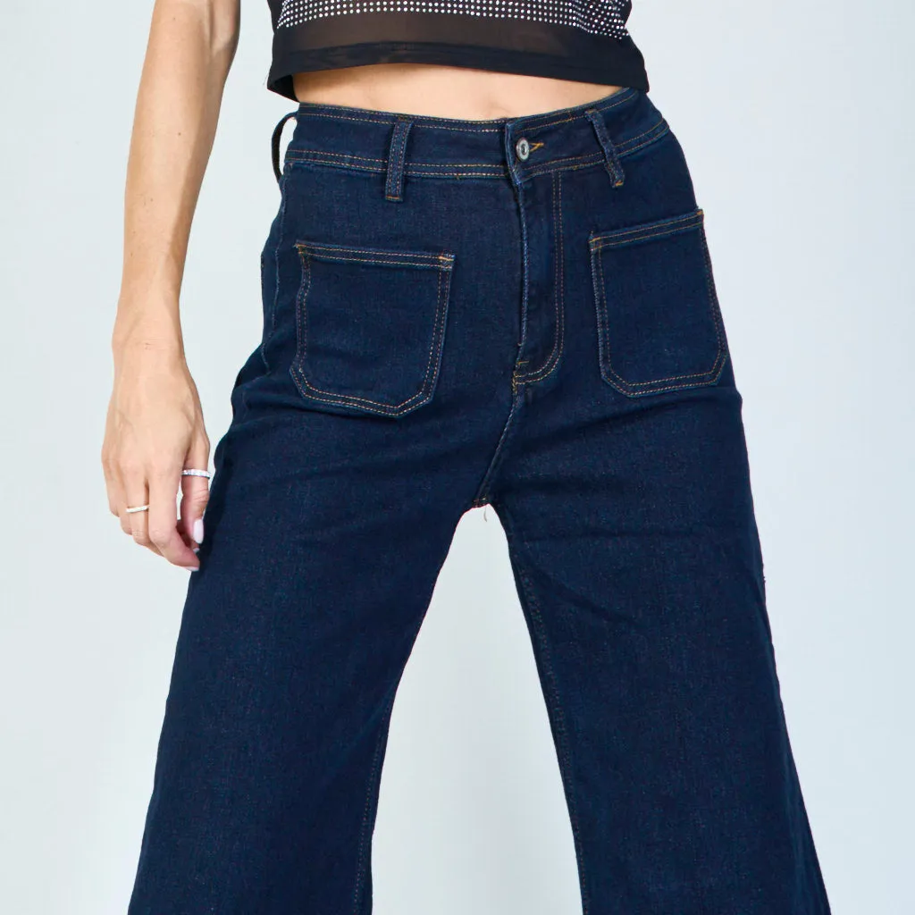 Modern wide-leg jeans front pockets wholesale