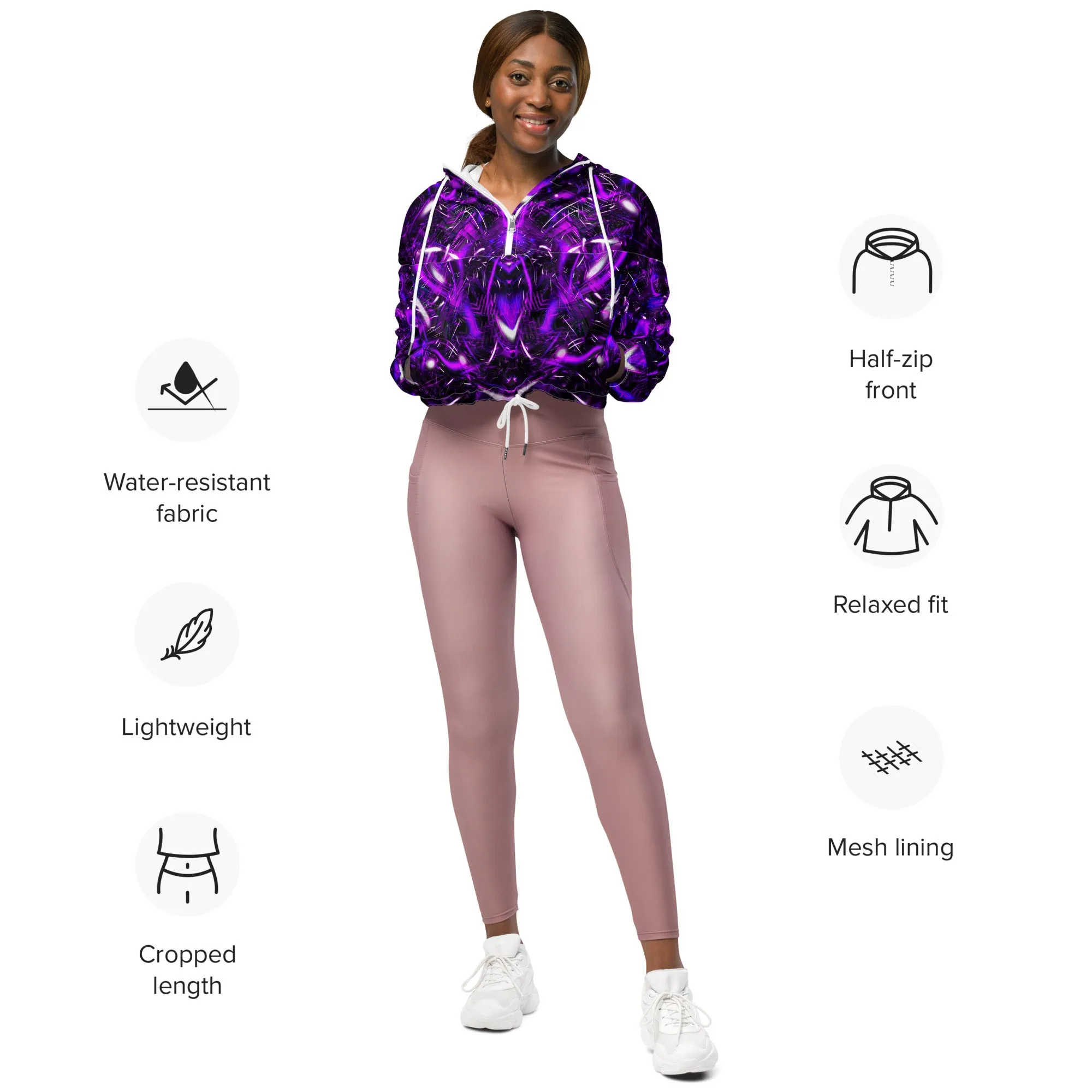 Purple Portal Cropped Windbreaker