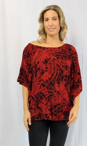 Rayon Top Libra Snowflower Red