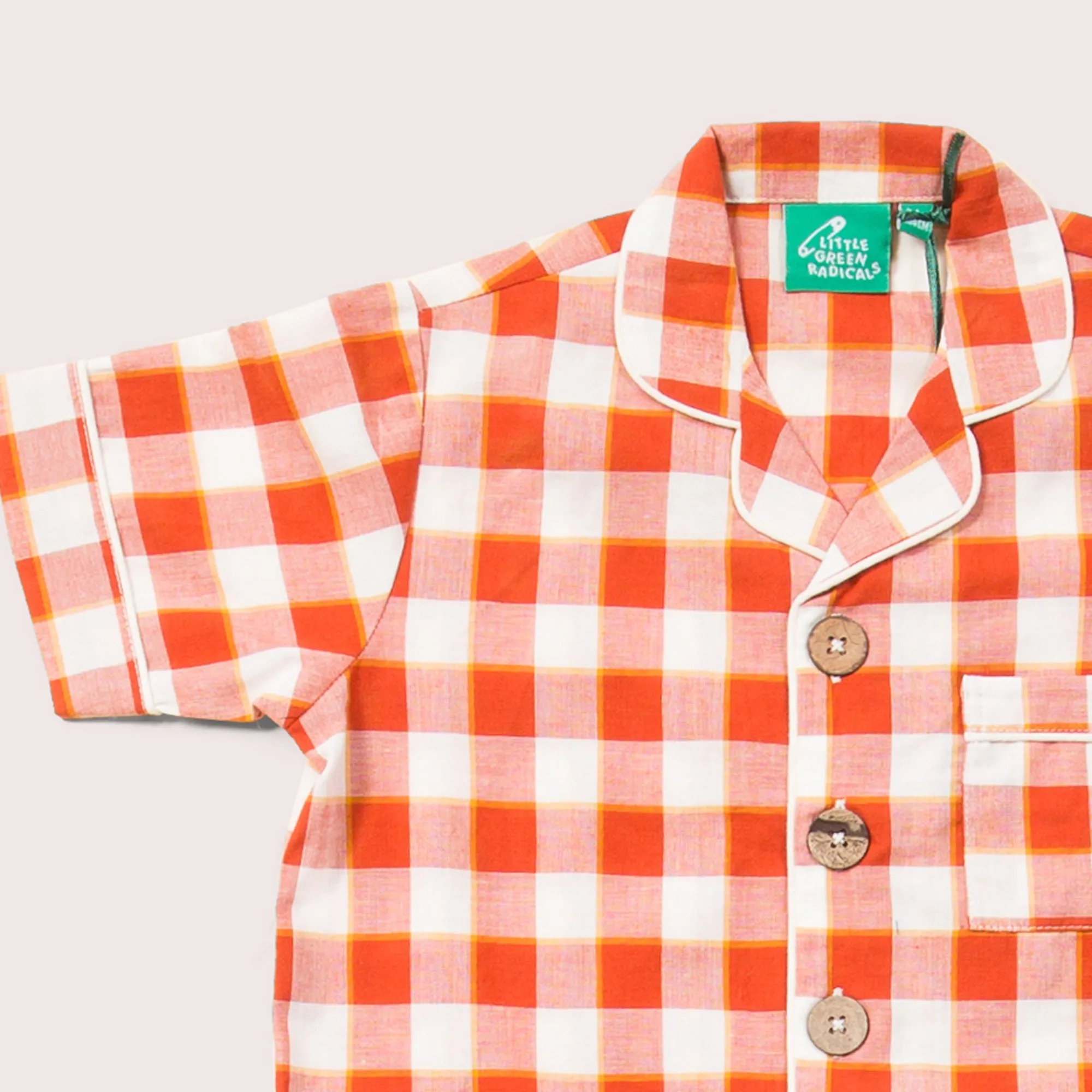 Red Checkered Button Through Pyjama Short Set