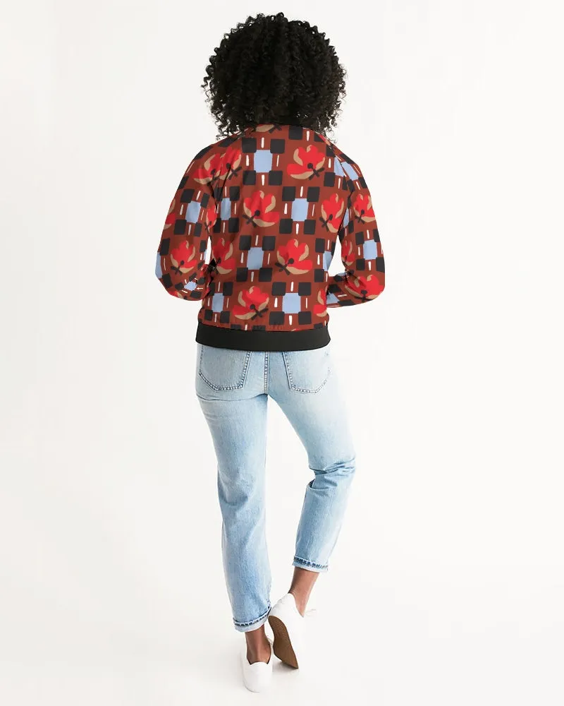 Red Flowers Women's Bomber Jacket