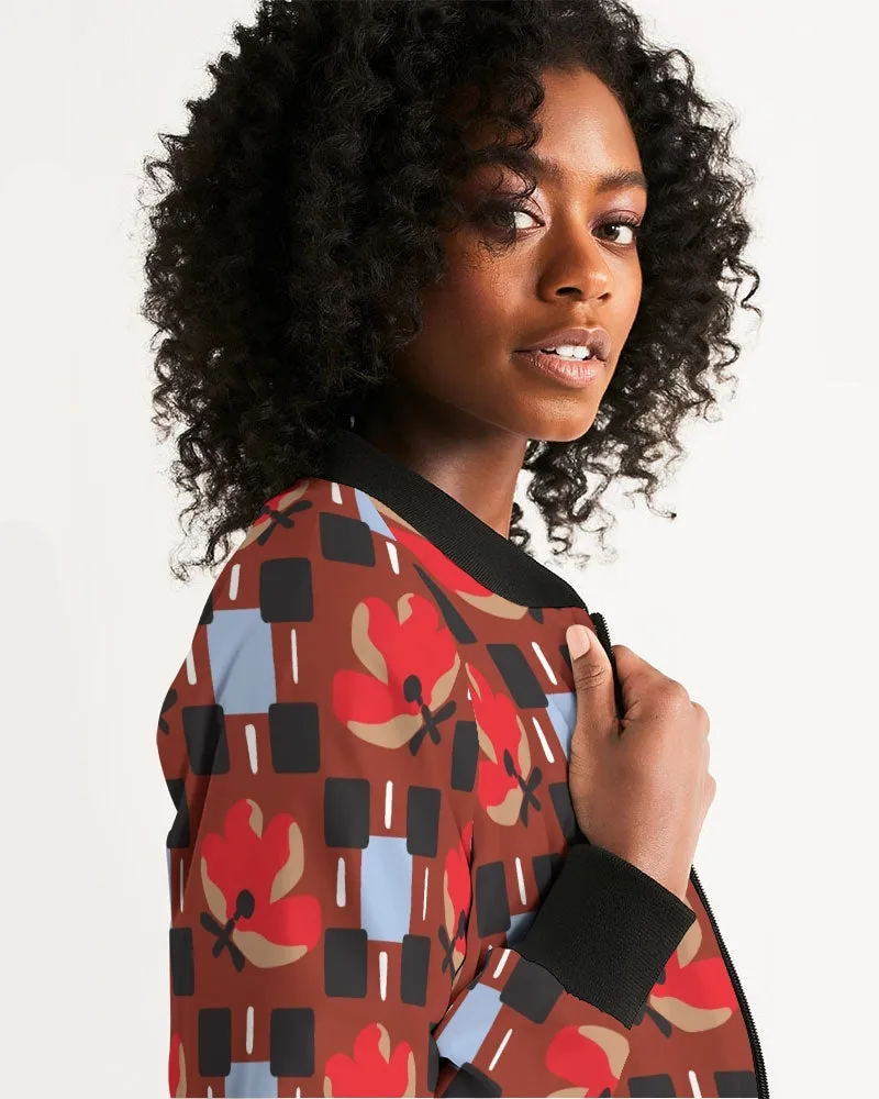 Red Flowers Women's Bomber Jacket