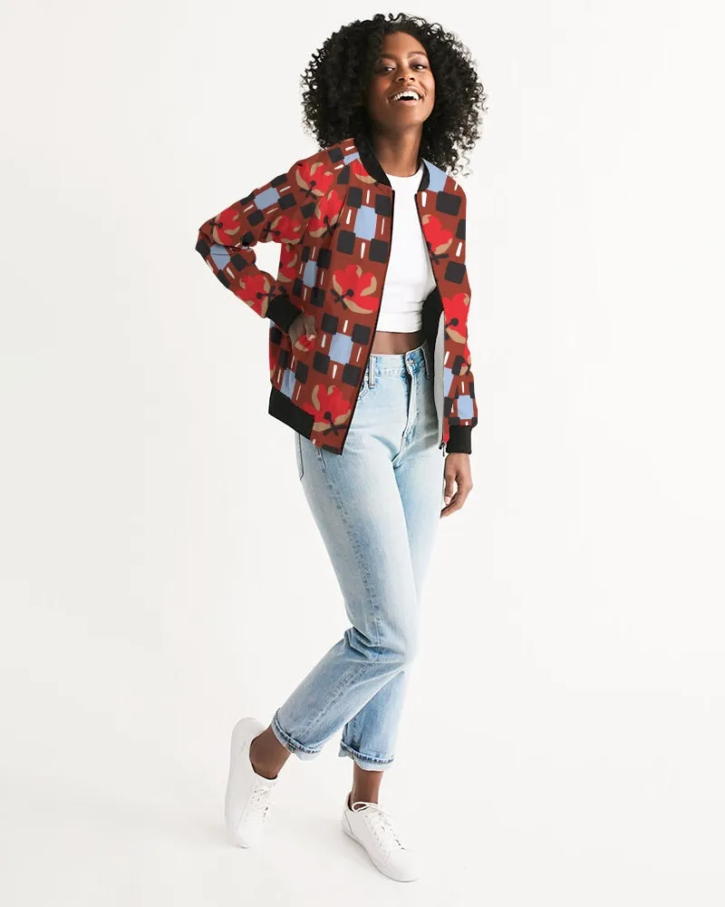 Red Flowers Women's Bomber Jacket