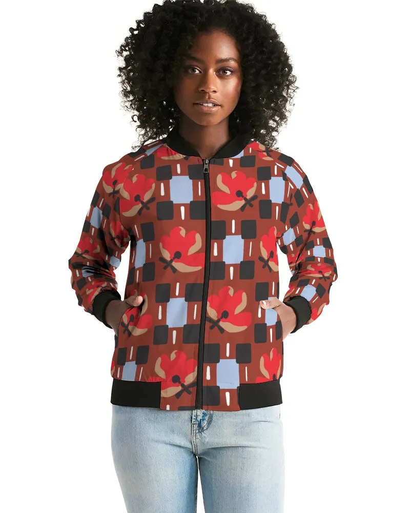 Red Flowers Women's Bomber Jacket