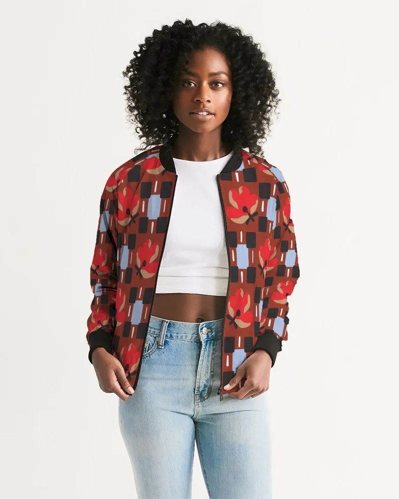 Red Flowers Women's Bomber Jacket