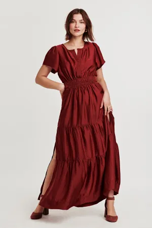 REESE FRONT PLACKET DRESS DARK CHERRY